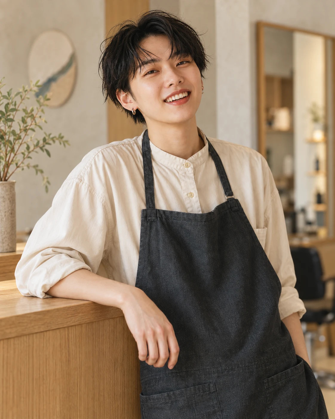 KAIの笑顔が見えるサロンでのオフショット