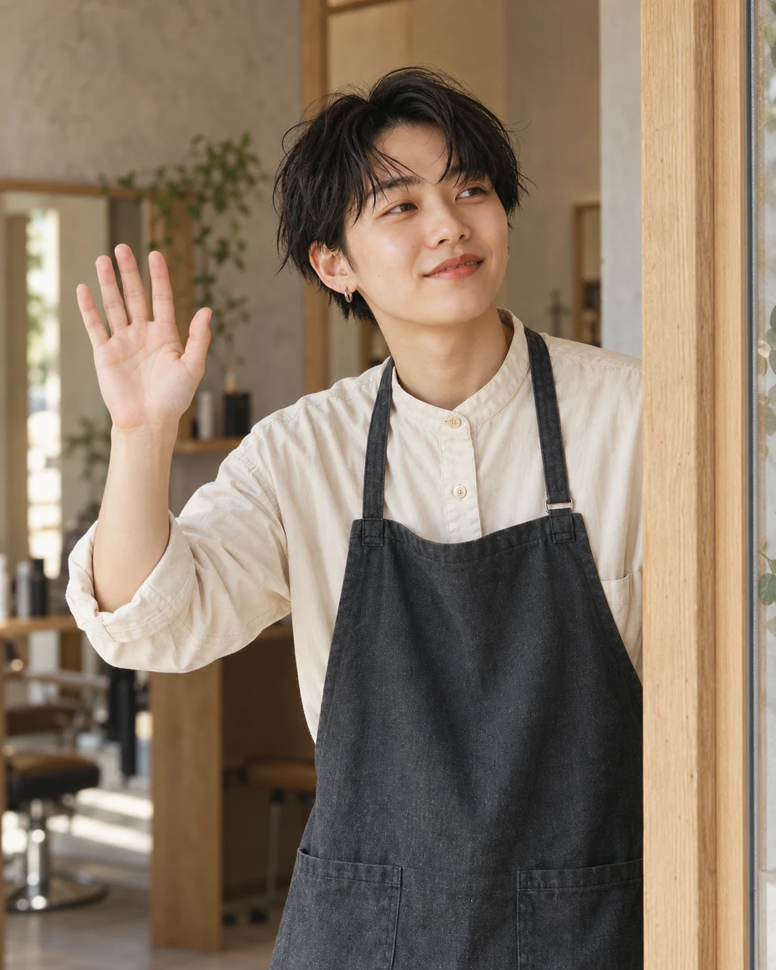 KAIの笑顔が見えるサロンでのオフショット